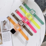 สายรัดข้อมือ TPU โปร่งใสสีลูกกวาดสำหรับ Apple Watch Series 6 & SE & 5 & 4 44mm, สำหรับ Apple Watch Series 7 45mm / & 6 & SE & 5 & 4 44mm