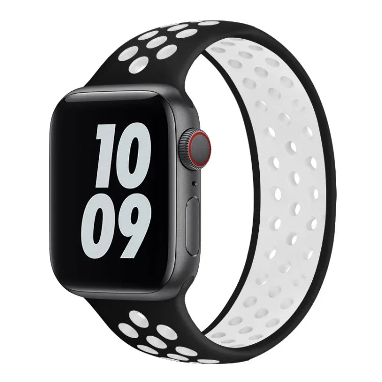 สายรัดนาฬิกาซิลิโคนยืดหยุ่นสำหรับ Apple Watch Series 6 & SE & 5 & 4 44mm / 3 & 2 & 1 42mm, 150mm (ดำ ขาว), 150mm (ชมพูอ่อน ขาว), 150mm (น้ำเงิน ขาว), 160mm (ชมพูอ่อน ขาว)