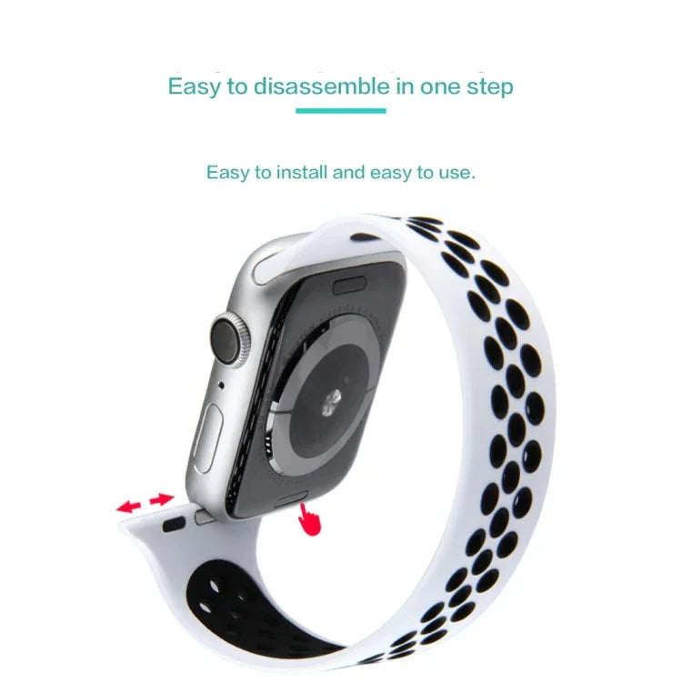สายรัดนาฬิกาซิลิโคนยืดหยุ่นสำหรับ Apple Watch Series 6 & SE & 5 & 4 44mm / 3 & 2 & 1 42mm, 150mm (ดำ ขาว), 150mm (ชมพูอ่อน ขาว), 150mm (น้ำเงิน ขาว), 160mm (ชมพูอ่อน ขาว)
