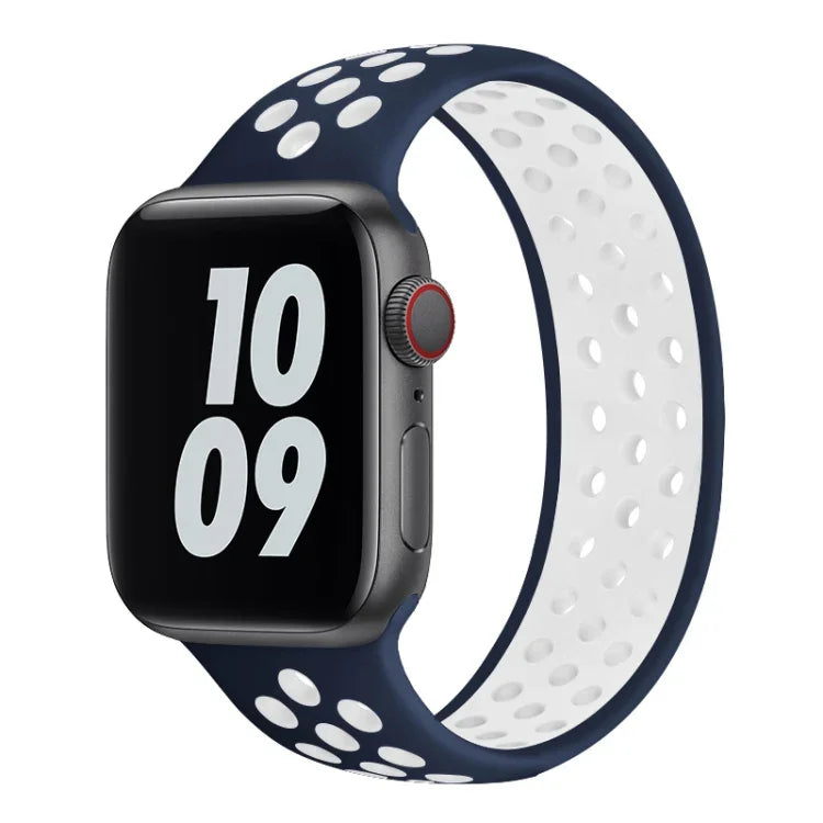 สายรัดนาฬิกาซิลิโคนยืดหยุ่นสำหรับ Apple Watch Series 6 & SE & 5 & 4 44mm / 3 & 2 & 1 42mm, 150mm (ดำ ขาว), 150mm (ชมพูอ่อน ขาว), 150mm (น้ำเงิน ขาว), 160mm (ชมพูอ่อน ขาว)