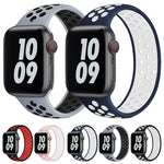 สายรัดนาฬิกาซิลิโคนยืดหยุ่นสำหรับ Apple Watch Series 6 & SE & 5 & 4 44mm / 3 & 2 & 1 42mm, 150mm (ดำ ขาว), 150mm (ชมพูอ่อน ขาว), 150mm (น้ำเงิน ขาว), 160mm (ชมพูอ่อน ขาว)