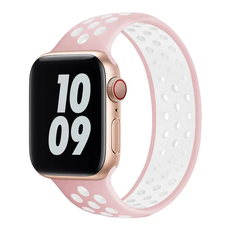 สายรัดนาฬิกาซิลิโคนยืดหยุ่นสำหรับ Apple Watch Series 6 & SE & 5 & 4 44mm / 3 & 2 & 1 42mm, 150mm (ดำ ขาว), 150mm (ชมพูอ่อน ขาว), 150mm (น้ำเงิน ขาว), 160mm (ชมพูอ่อน ขาว)