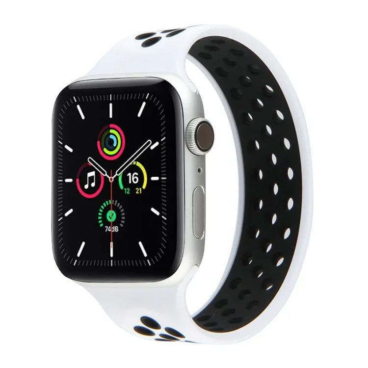 สายรัดนาฬิกาซิลิโคนยืดหยุ่นสำหรับ Apple Watch Series 6 & SE & 5 & 4 40mm / 3 & 2 & 1 38mm, ความยาว: 160mm, 160mm (ขาว ดำ), 160mm (ดำ), 160mm (ดำ เหลือง), 160mm (ดำ เทา), 160mm (แดง ดำ), 160mm (ดำ ขาว), 160mm (ดำ แดง)