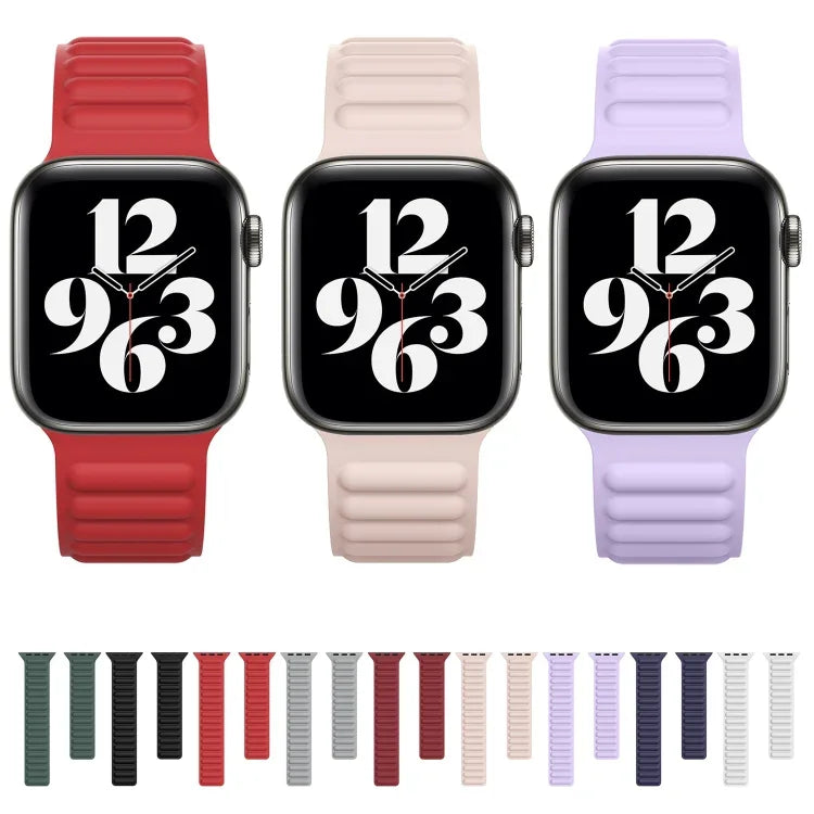 สายรัดนาฬิกาซิลิโคนโซ่แม่เหล็กสำหรับ Apple Watch Series 6 & SE & 5 & 4 40mm / 3 & 2 & 1 38mm, สำหรับ Apple Watch Series 7 41mm / 6 & SE & 5 & 4 40mm / 3 & 2 & 1 38mm