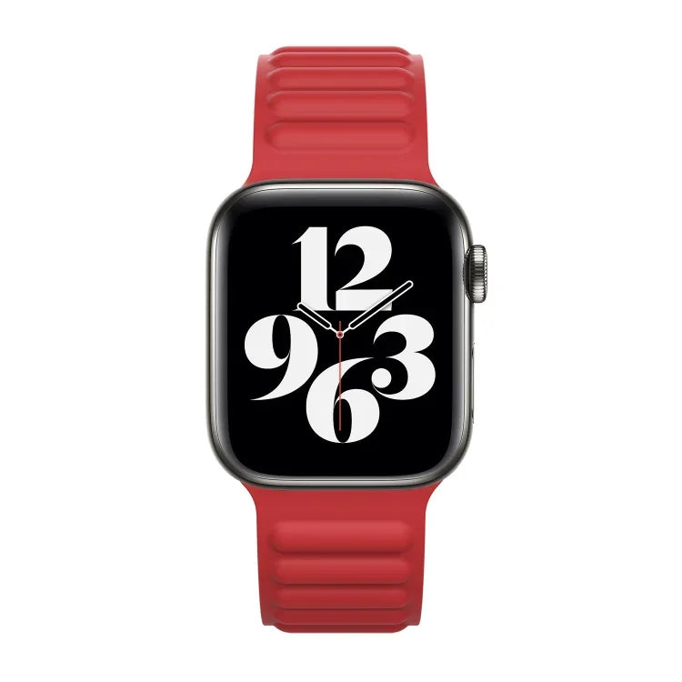 สายรัดนาฬิกาซิลิโคนโซ่แม่เหล็กสำหรับ Apple Watch Series 6 & SE & 5 & 4 44mm / 3 & 2 & 1 42mm, สำหรับ Apple Watch Series 7 45mm / 6 & SE & 5 & 4 44mm / 3 & 2 & 1 42mm
