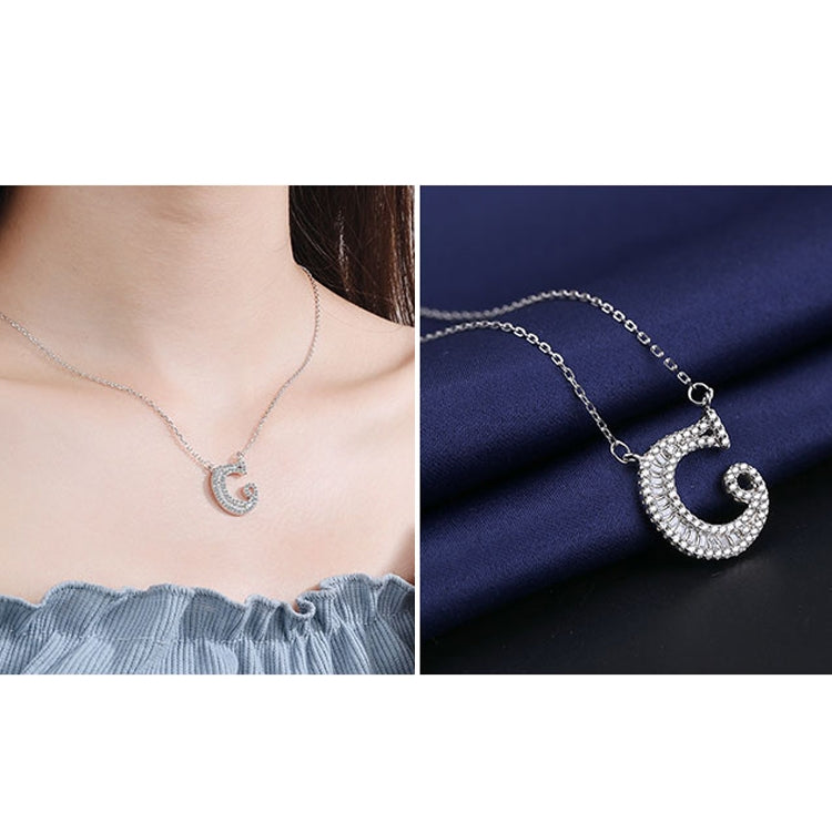 Women Fashion S925 Sterling Silver English Alphabet Pendant Necklace, C, H, K, M