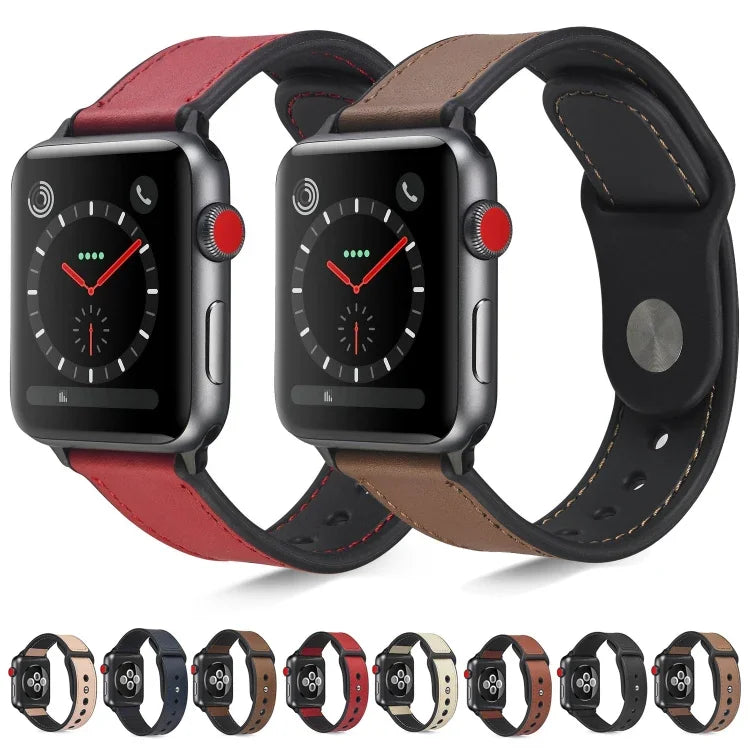สายรัดนาฬิกาหนัง TPU แบบแปะสำหรับ Apple Watch Series 6 & SE & 5 & 4 40mm / 3 & 2 & 1 38mm