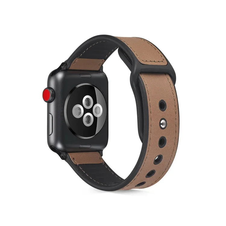 สายรัดนาฬิกาหนัง TPU แบบแปะสำหรับ Apple Watch Series 6 & SE & 5 & 4 44mm / 3 & 2 & 1 42mm