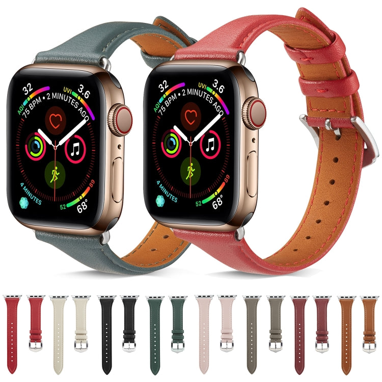 สายรัดนาฬิกาหนังแท้สำหรับ Apple Watch Series 6 & SE & 5 & 4 40mm / 3 & 2 & 1 38mm, สำหรับ Apple Watch Series 8&7 41mm / SE 2&6&SE&5&4 40mm / 3&2&1 38mm, สำหรับ Apple Watch Series 7 41mm / 6 & SE & 5 & 4 40mm / 3 & 2 & 1 38mm