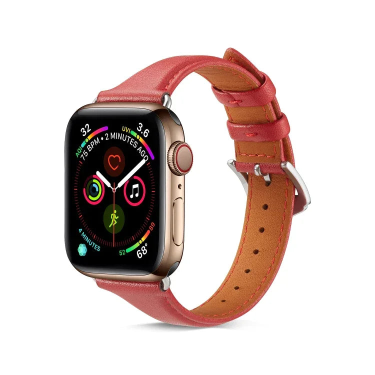 สายรัดนาฬิกาหนังแท้สำหรับ Apple Watch Series 6 & SE & 5 & 4 44mm / 3 & 2 & 1 42mm, สำหรับ Apple Watch Series 7 45mm / 6 & SE & 5 & 4 44mm / 3 & 2 & 1 42mm, สำหรับ Apple Watch Ultra 49mm / Series 8&7 45mm / SE 2&6&SE&5&4 44mm / 3&2&1 42mm