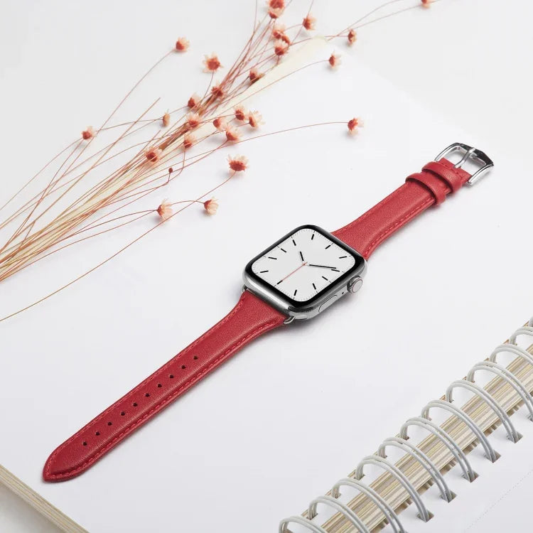 สายรัดนาฬิกาหนังแท้สำหรับ Apple Watch Series 6 & SE & 5 & 4 44mm / 3 & 2 & 1 42mm, สำหรับ Apple Watch Series 7 45mm / 6 & SE & 5 & 4 44mm / 3 & 2 & 1 42mm, สำหรับ Apple Watch Ultra 49mm / Series 8&7 45mm / SE 2&6&SE&5&4 44mm / 3&2&1 42mm