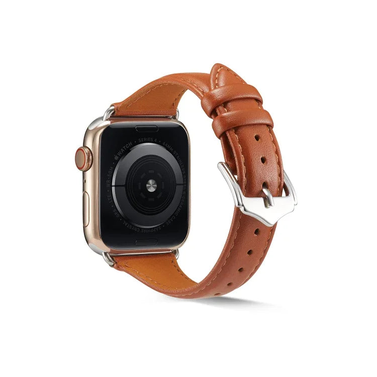 สายรัดนาฬิกาหนังแท้สำหรับ Apple Watch Series 6 & SE & 5 & 4 44mm / 3 & 2 & 1 42mm, สำหรับ Apple Watch Series 7 45mm / 6 & SE & 5 & 4 44mm / 3 & 2 & 1 42mm, สำหรับ Apple Watch Ultra 49mm / Series 8&7 45mm / SE 2&6&SE&5&4 44mm / 3&2&1 42mm