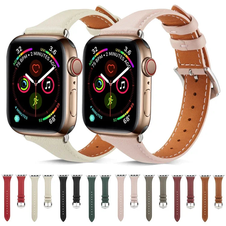 สายรัดนาฬิกาหนังแท้สำหรับ Apple Watch Series 6 & SE & 5 & 4 44mm / 3 & 2 & 1 42mm, สำหรับ Apple Watch Series 7 45mm / 6 & SE & 5 & 4 44mm / 3 & 2 & 1 42mm, สำหรับ Apple Watch Ultra 49mm / Series 8&7 45mm / SE 2&6&SE&5&4 44mm / 3&2&1 42mm