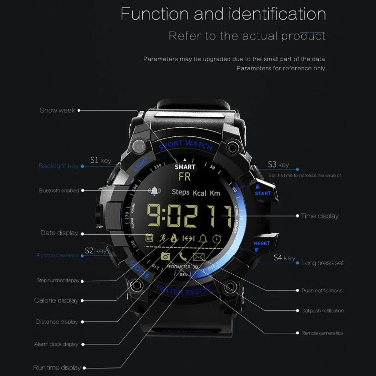นาฬิกาอัจฉริยะ Lokmat MK16 หน้าจอ LCD กันน้ำ 50 ม. รองรับการแจ้งเตือนข้อมูล / ควบคุมกล้องระยะไกล / ตรวจจับการเคลื่อนไหวเดิน