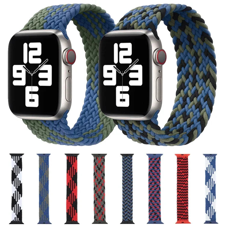 สายไนลอนถักแบบห่วงเดี่ยวพร้อมหัวเข็มขัดพลาสติกสีผสม สำหรับ Apple Watch Series 6 & SE & 5 & 4 40mm / 3 & 2 & 1 38mm, S, M, L, XL