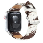 สายหนังลายเสือดาวขนม้าฟูฟ่อง สำหรับ Apple Watch Ultra 49mm / Series 8&7 45mm / SE 2&6&SE&5&4 44mm / 3&2&1 42mm, สำหรับ Apple Watch Series 8&7 41mm / SE 2&6&SE&5&4 40mm / 3&2&1 38mm