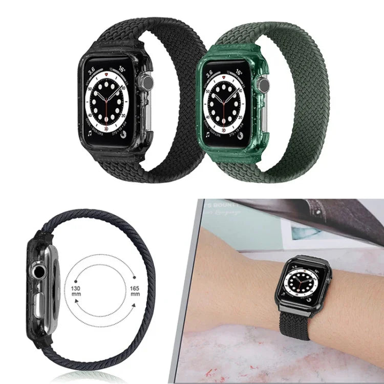สายรัดข้อมือทอพร้อมกรอบสำหรับ Apple Watch Series 6 & SE & 5 & 4 40mm / 3 & 2 & 1 38mm, 128mm, 135mm, 140mm, 145mm, 150mm, 155mm
