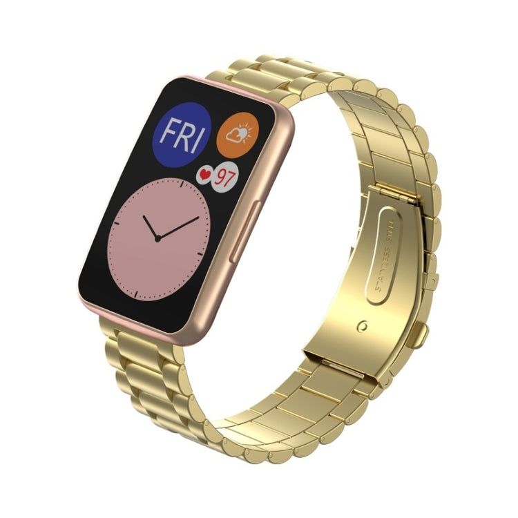 For Huawei Watch Fit Three-beads Metal Replacement Strap Watchband