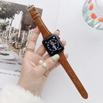 สายหนังสองด้านขนาดเล็กสวยงามสำหรับ Apple Watch Series 6 & SE & 5 & 4 40mm / 3 & 2 & 1 38mm