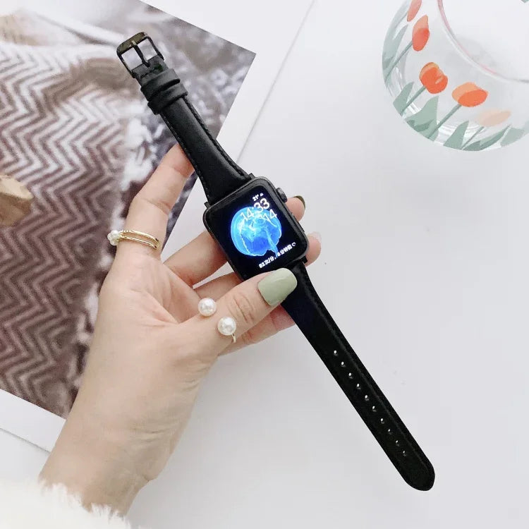 สายหนังสองด้านขนาดเล็กสวยงามสำหรับ Apple Watch Series 6 & SE & 5 & 4 40mm / 3 & 2 & 1 38mm