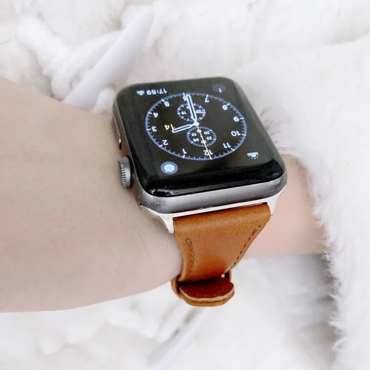 สายหนังสองด้านขนาดเล็กสวยงามสำหรับ Apple Watch Series 6 & SE & 5 & 4 40mm / 3 & 2 & 1 38mm