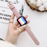สายรัดนาฬิกาแบบหัวเข็มขัดตัว D เนื้อเรียบสำหรับ Apple Watch Series 6 & SE & 5 & 4 44mm / 3 & 2 & 1 42mm