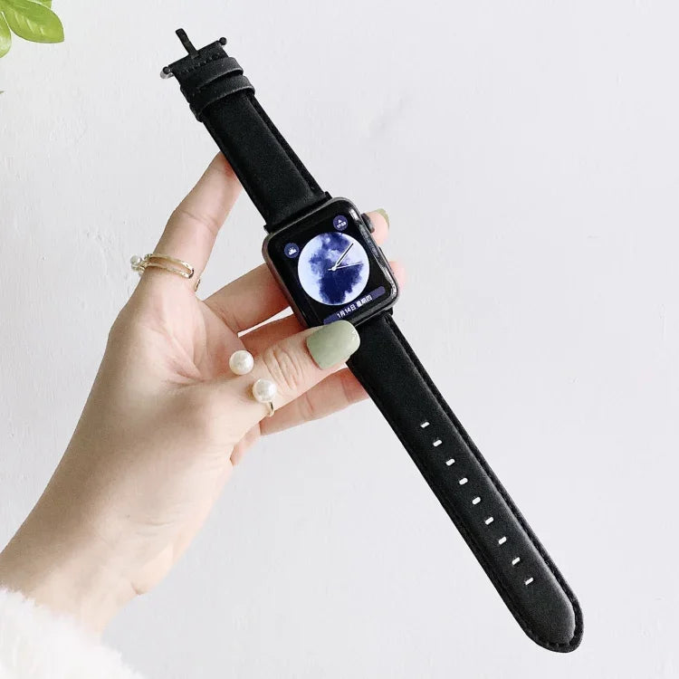 สายรัดนาฬิกาแบบหัวเข็มขัดตัว D เนื้อเรียบสำหรับ Apple Watch Series 6 & SE & 5 & 4 44mm / 3 & 2 & 1 42mm