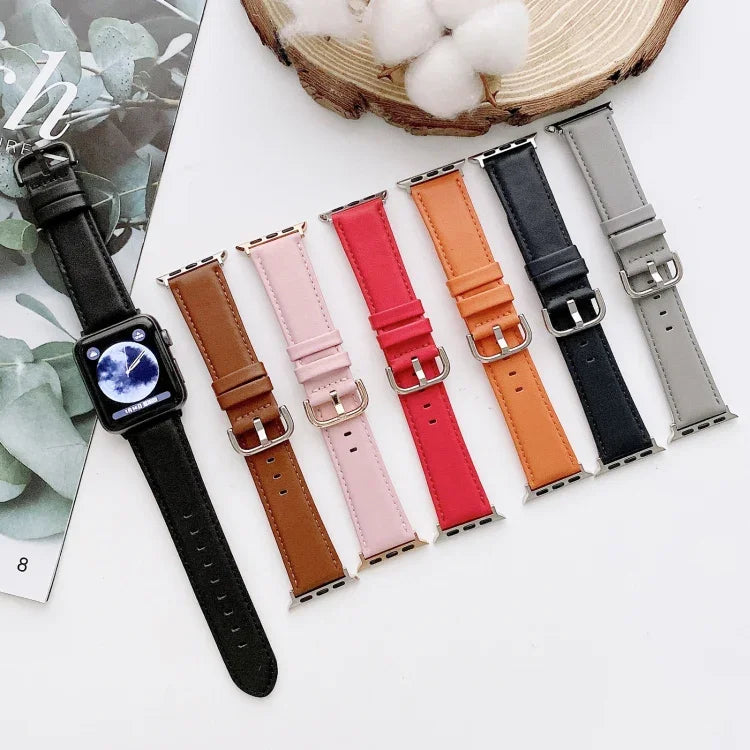 สายรัดนาฬิกาแบบหัวเข็มขัดตัว D เนื้อเรียบสำหรับ Apple Watch Series 6 & SE & 5 & 4 44mm / 3 & 2 & 1 42mm