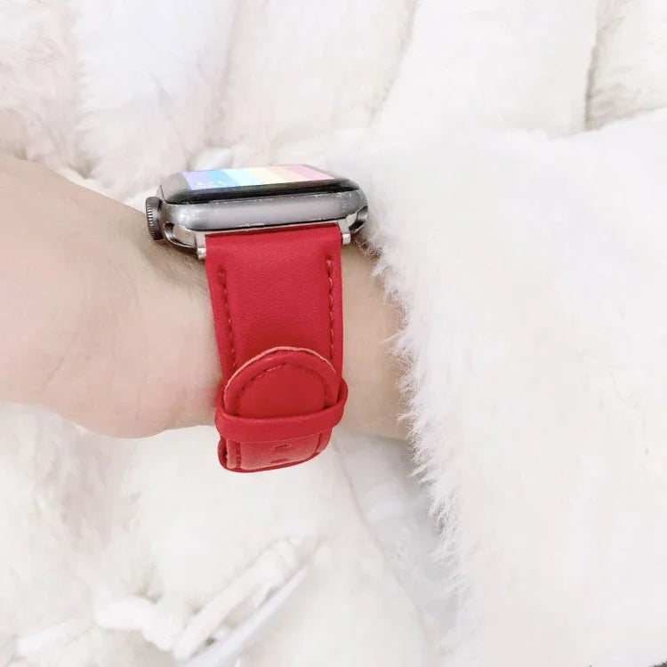 สายรัดนาฬิกาแบบหัวเข็มขัดตัว D เนื้อเรียบสำหรับ Apple Watch Series 6 & SE & 5 & 4 44mm / 3 & 2 & 1 42mm