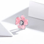 อุปกรณ์สร้อยข้อมือและสร้อยคอ DIY ลูกปัดดอกไม้สีชมพูเงินสเตอร์ลิง S925 ดอกไม้สีชมพู