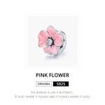 อุปกรณ์สร้อยข้อมือและสร้อยคอ DIY ลูกปัดดอกไม้สีชมพูเงินสเตอร์ลิง S925 ดอกไม้สีชมพู