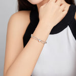 เครื่องประดับสร้อยข้อมือผู้หญิงรูปคลิปกระดาษรักเงินสเตอร์ลิง S925, 17 ซม., 19 ซม.