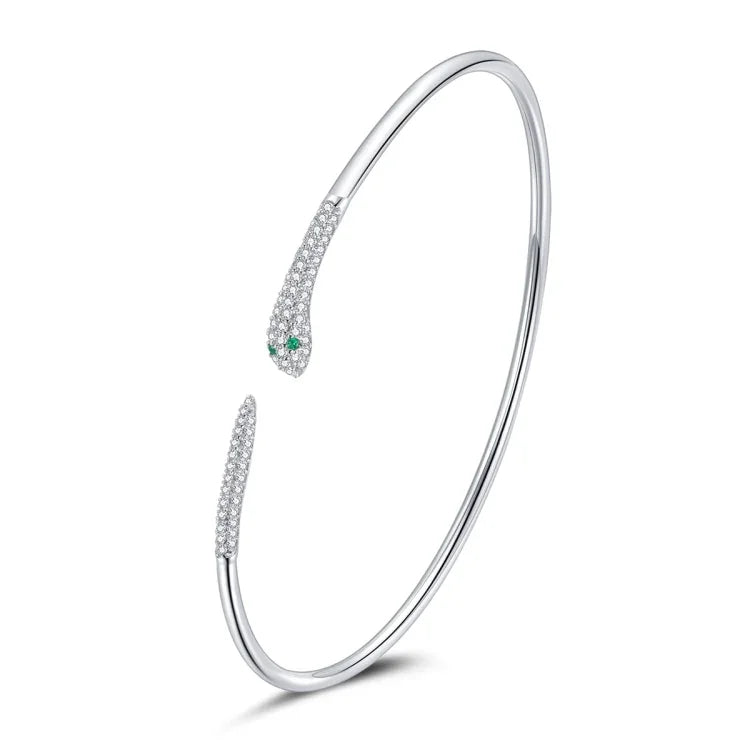 S925 Sterling Silver Snake Open Bracelet  Women Jewelry, Snake