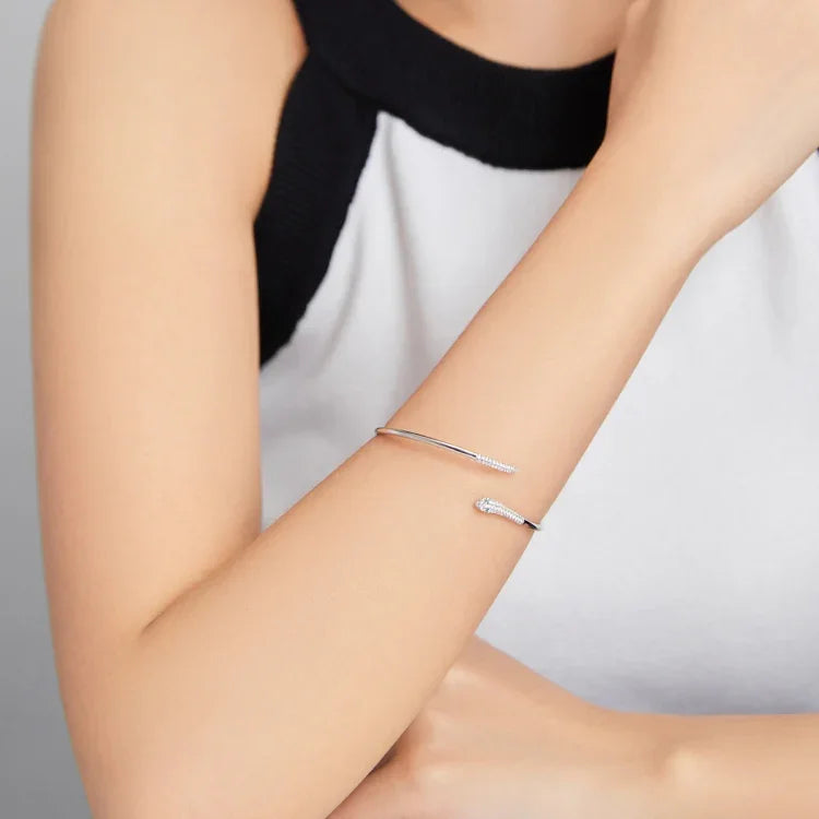 กำไลข้อมือเปิดรูปงูเงินสเตอร์ลิง S925 เครื่องประดับผู้หญิง รูปงู