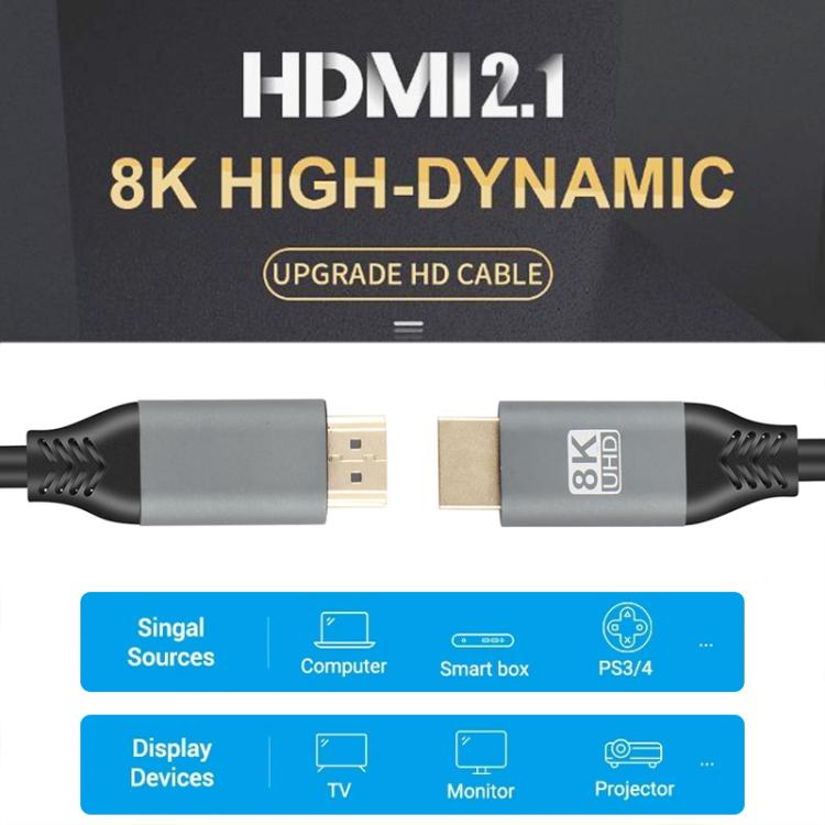 สาย HDMI2.1 8K 120Hz ความละเอียดสูงแบบไดนามิก, ความยาว 50 ซม., 1.5 ม., 2 ม., 3 ม., 5 ม.