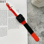 Silicone Color Matching Replacement Watchbands For Apple Watch Series 6 & SE & 5 & 4 40mm / 3 & 2 & 1 38mm, For Apple Watch 40mm/38mm(Black+Red+White), For Apple Watch 40mm/38mm(Red+White+Black), For Apple Watch 40mm/38mm(Light Blue+Dark Blue+Yellow)  ...