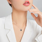 สร้อยคอผู้หญิงหัวใจสีดำเงินสเตอร์ลิง S925 หัวใจสีดำ