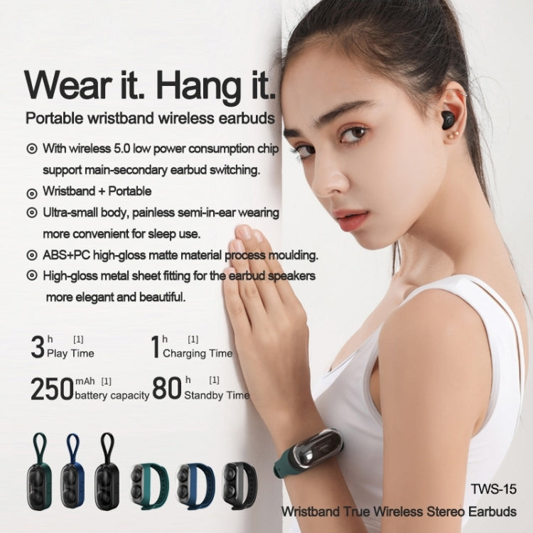 หูฟังสเตอริโอไร้สายแท้ Remax Proda TWS-15 สายรัดข้อมือ Bluetooth 5.0 แบบพกพา