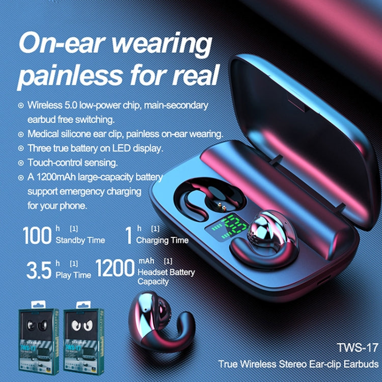 หูฟังสเตอริโอไร้สายแท้ Remax Proda TWS-17 แบบหนีบหู Bluetooth 5.0