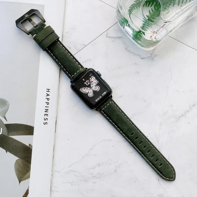 สายรัดนาฬิกาหนังหัวเข็มขัดใหญ่สำหรับ Apple Watch Series 6 & SE & 5 & 4 ขนาด 44 มม. / 3 & 2 & 1 ขนาด 42 มม., สำหรับ Apple Watch Ultra ขนาด 49 มม. / Series 8&7 ขนาด 45 มม. / SE 2&6&SE&5&4 ขนาด 44 มม. / 3&2&1 ขนาด 42 มม.