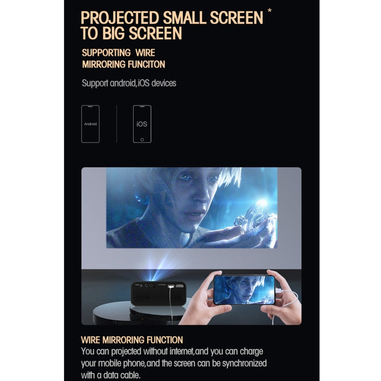 โปรเจคเตอร์ดิจิทัล LED HD ความละเอียด 1920x1080P 80 ลูเมน แบบพกพา T500, สำหรับโฮมเธียเตอร์, ไม่มีรีโมทและอะแดปเตอร์, พร้อมรีโมทและอะแดปเตอร์