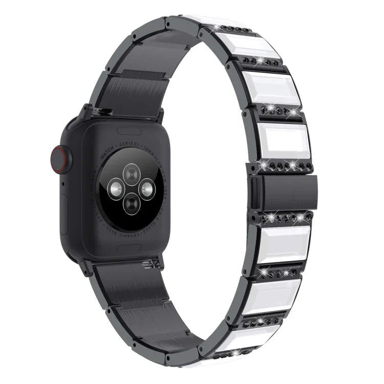 two-tone steel strap for Apple Watch displayed on a smartwatch, showcasing a stylish and rugged design.
