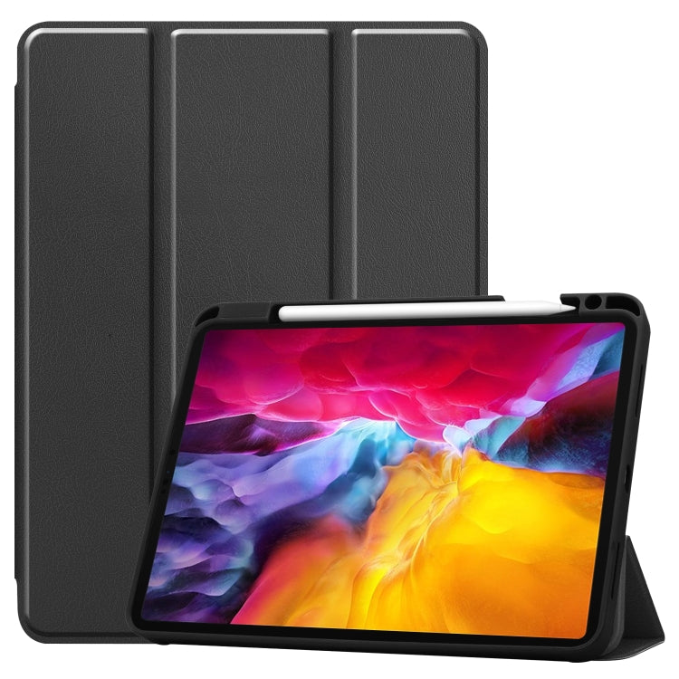 Pure Color Horizontal Flip TPU + PU Leather Case with Three-folding Holder & Sleep / Wake-up Function & Pen Slot, For iPad Pro 11 (2021)