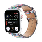 สายหนังพิมพ์ลายสไตล์ชาติพันธุ์หินอ่อน สำหรับ Apple Watch Series 6 & SE &, 5 & 4 ขนาด 44 มม. / 3 & 2 & 1 ขนาด 42 มม., 5 & 4 ขนาด 40 มม. / 3 & 2 & 1 ขนาด 38 มม.