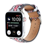 สายหนังพิมพ์ลายสไตล์ชาติพันธุ์หินอ่อน สำหรับ Apple Watch Series 6 & SE &, 5 & 4 ขนาด 44 มม. / 3 & 2 & 1 ขนาด 42 มม., 5 & 4 ขนาด 40 มม. / 3 & 2 & 1 ขนาด 38 มม.