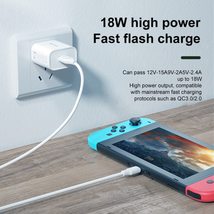 WK WP-U57 Max ที่ชาร์จเร็วสูงสุด 18W QC3.0 + สายข้อมูล USB เป็น 8 Pin, ปลั๊ก US, ปลั๊ก EU