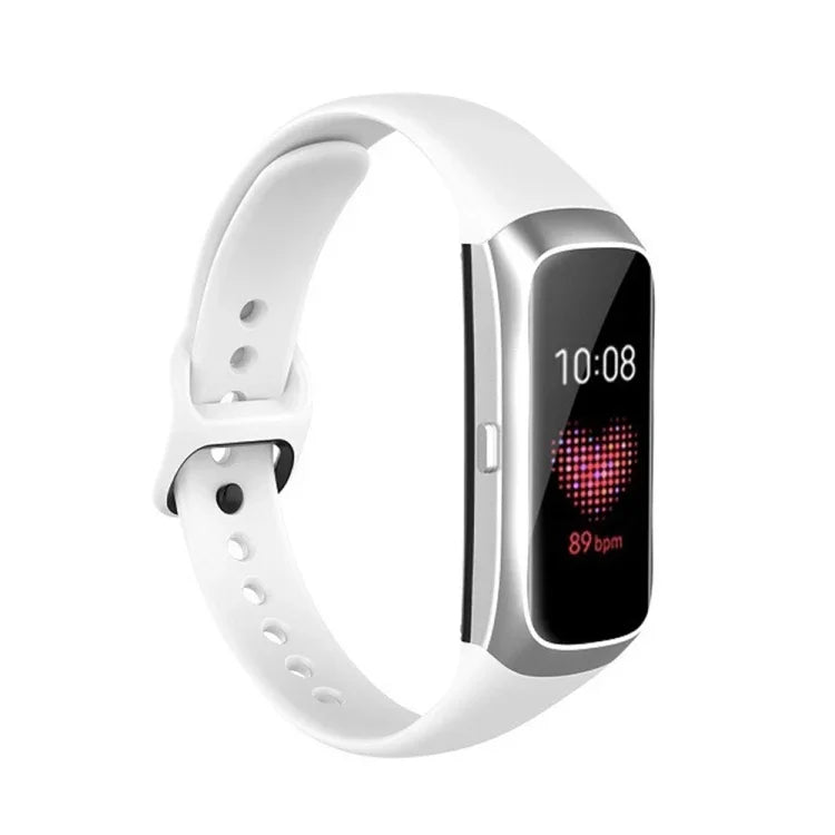 สายรัดข้อมือซิลิโคนพร้อมหัวเข็มขัดเหล็กสีดำสำหรับ Samsung Galaxy Fit SM-R370