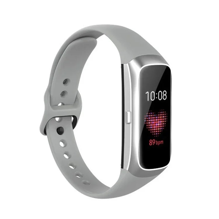 สายรัดข้อมือซิลิโคนพร้อมหัวเข็มขัดเหล็กสีดำสำหรับ Samsung Galaxy Fit SM-R370