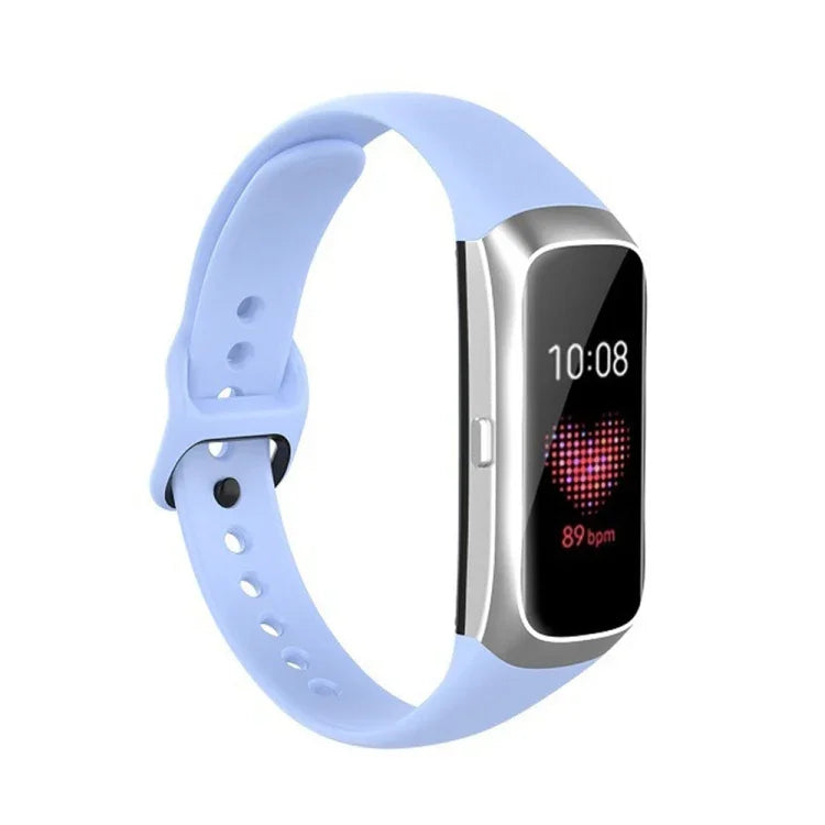 สายรัดข้อมือซิลิโคนพร้อมหัวเข็มขัดเหล็กสีดำสำหรับ Samsung Galaxy Fit SM-R370