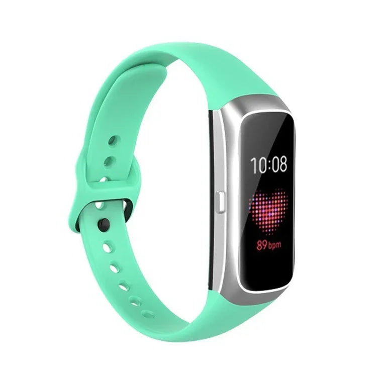 สายรัดข้อมือซิลิโคนพร้อมหัวเข็มขัดเหล็กสีดำสำหรับ Samsung Galaxy Fit SM-R370